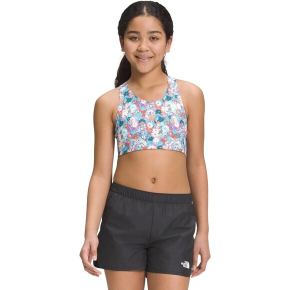 THE NORTH FACE Girls' Never Stop Bralette, Scuba Blue Wild Daisy Print, X-Large - Picture 1 of 3